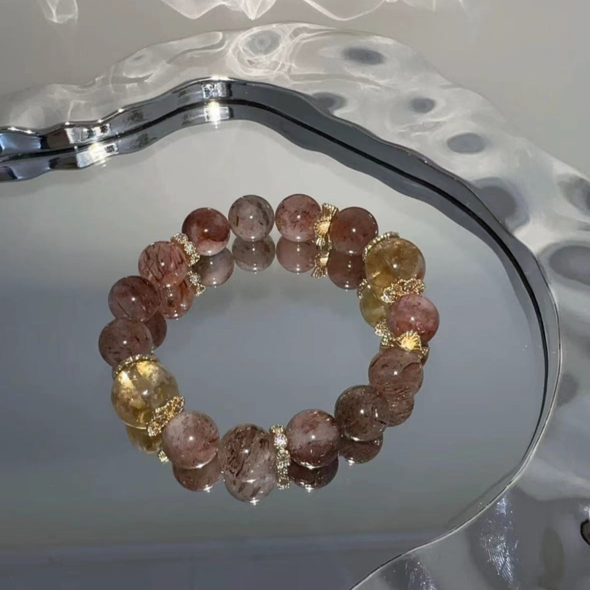 Wealth Bracelet – Black Gold Super Seven & Yellow Citrine Natural Crystals (11mm/13mm)