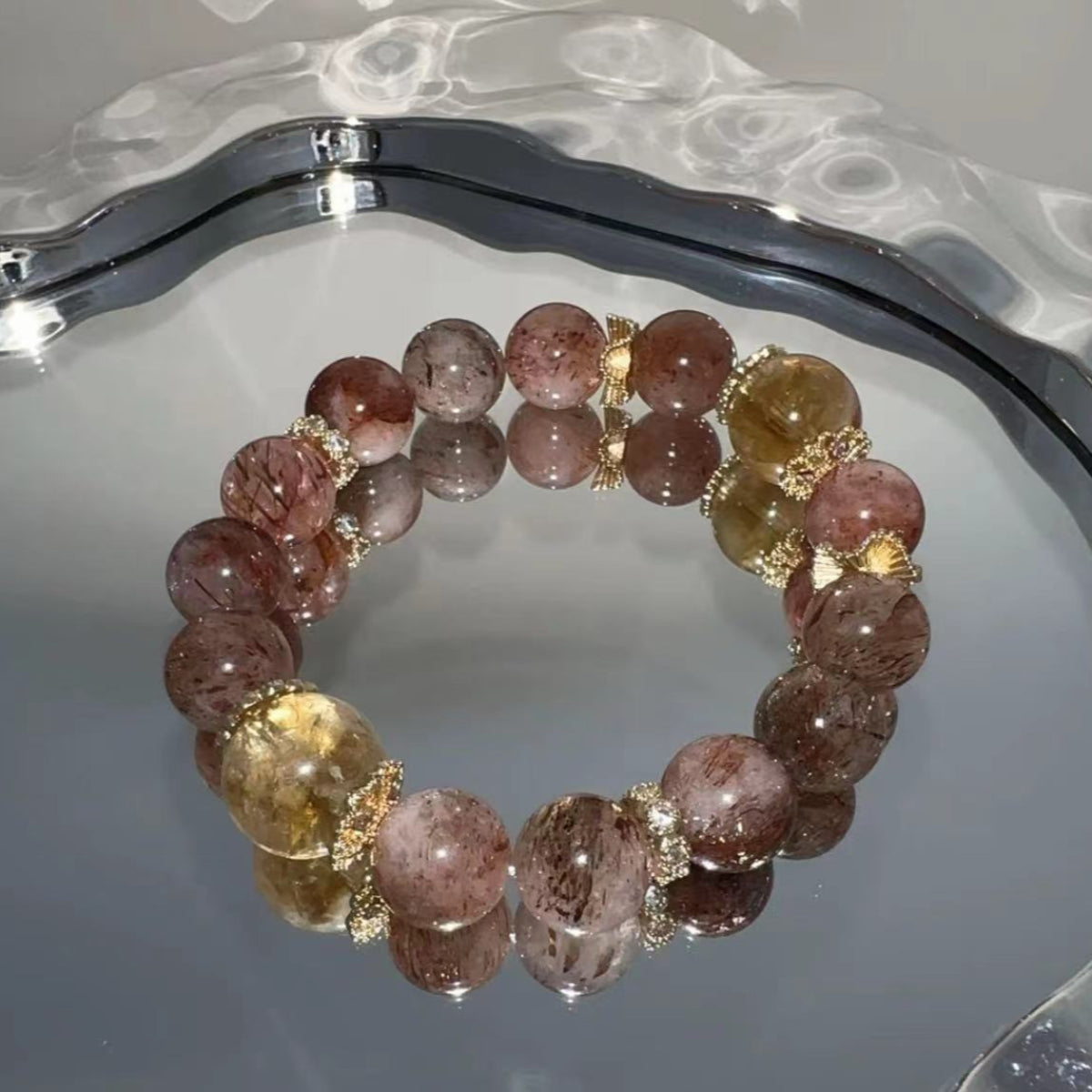 Wealth Bracelet – Black Gold Super Seven & Yellow Citrine Natural Crystals (11mm/13mm)