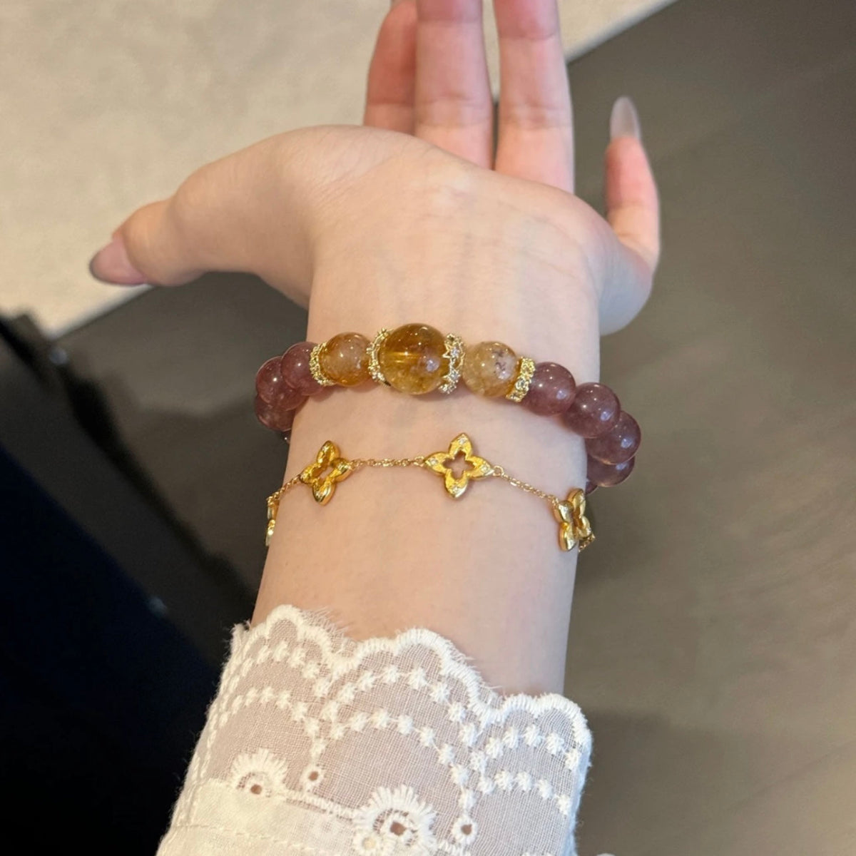 10mm Natural Strawberry Quartz Bracelet – Love & Positive Energy
