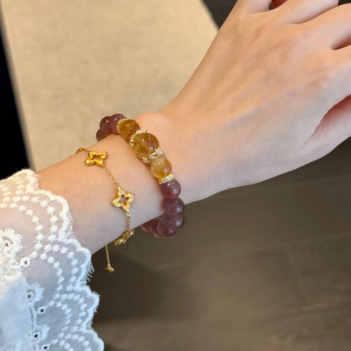 10mm Natural Strawberry Quartz Bracelet – Love & Positive Energy