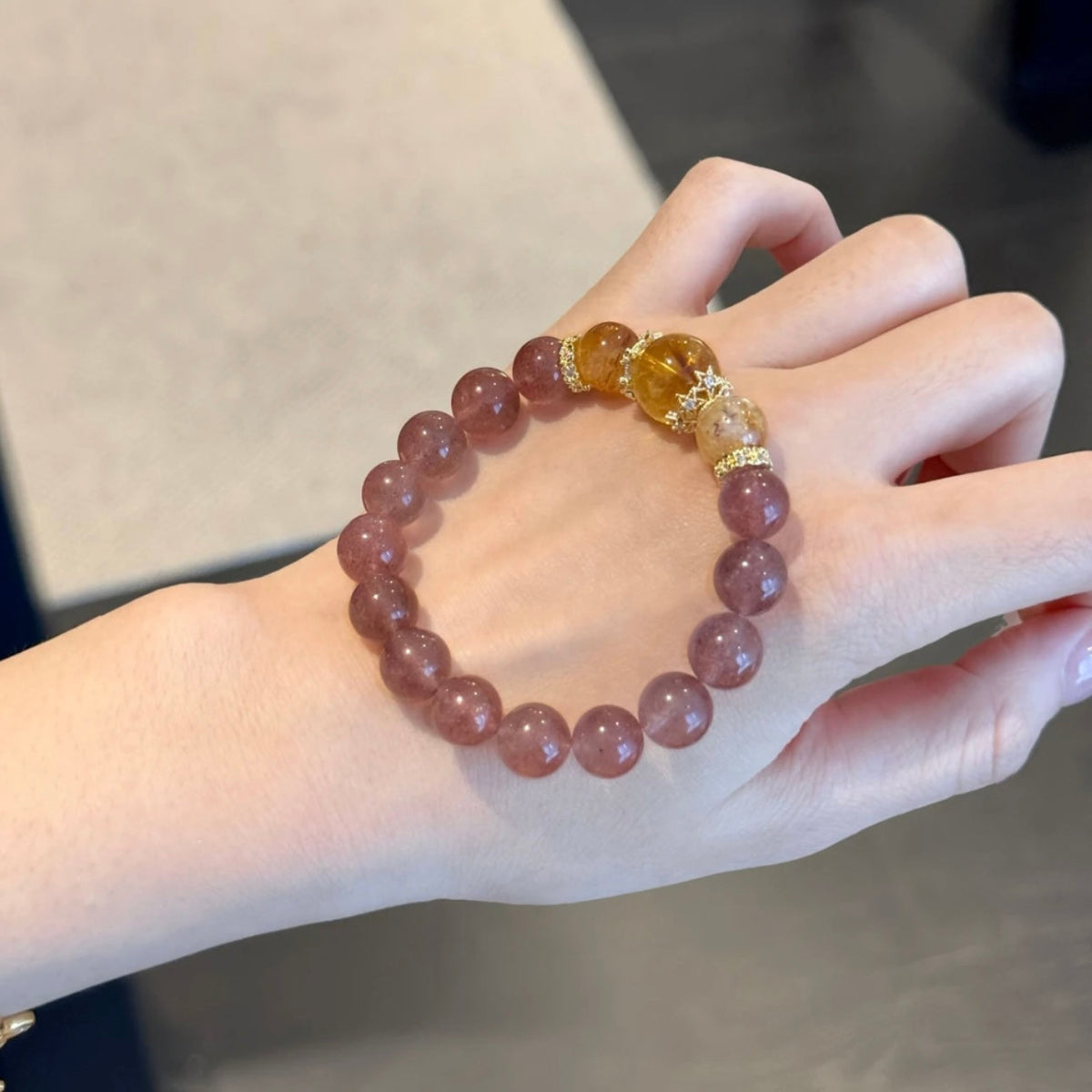 10mm Natural Strawberry Quartz Bracelet – Love & Positive Energy