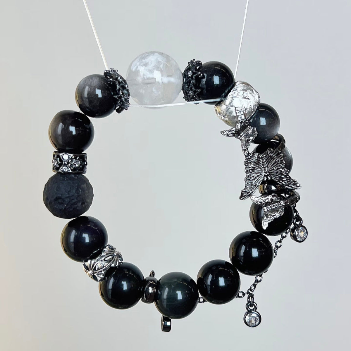 Obsidian & Clear Quartz Bracelet | Balance of Yin & Yang