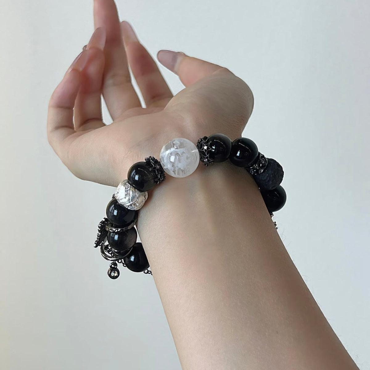 Obsidian & Clear Quartz Bracelet | Balance of Yin & Yang