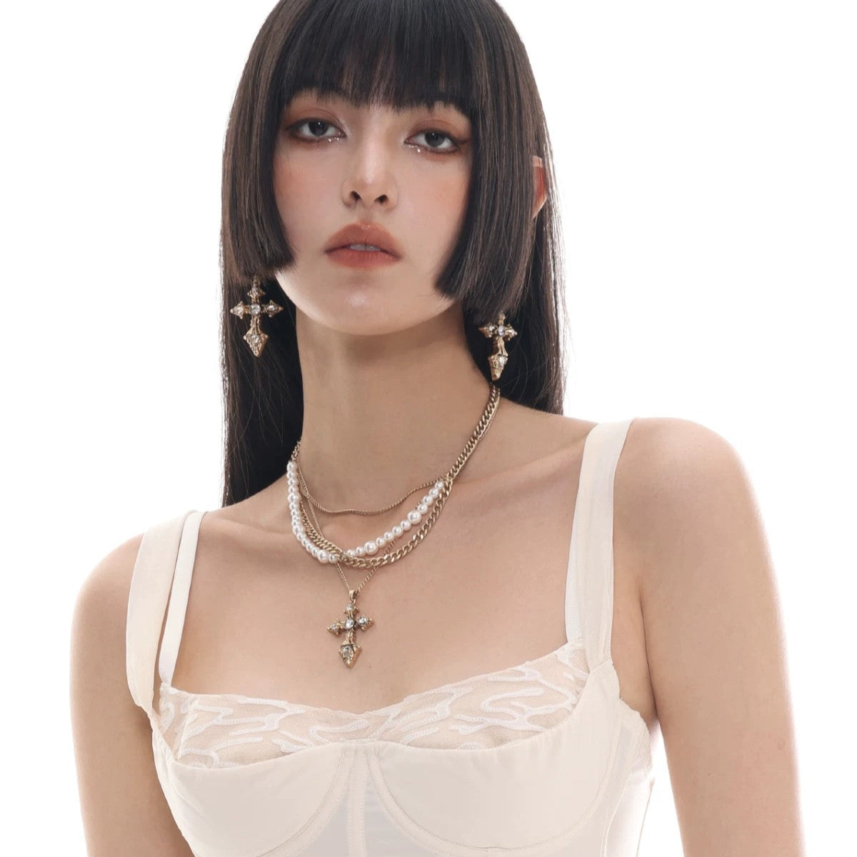 American Baroque Pearl Cross Necklace | Elegant & Timeless