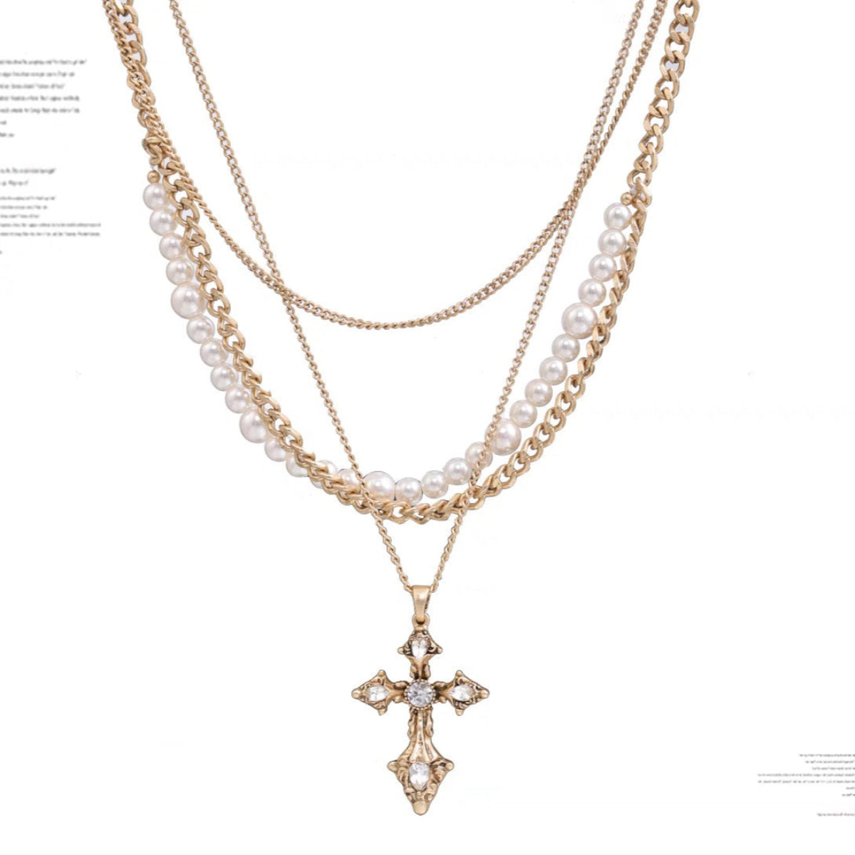 American Baroque Pearl Cross Necklace | Elegant & Timeless