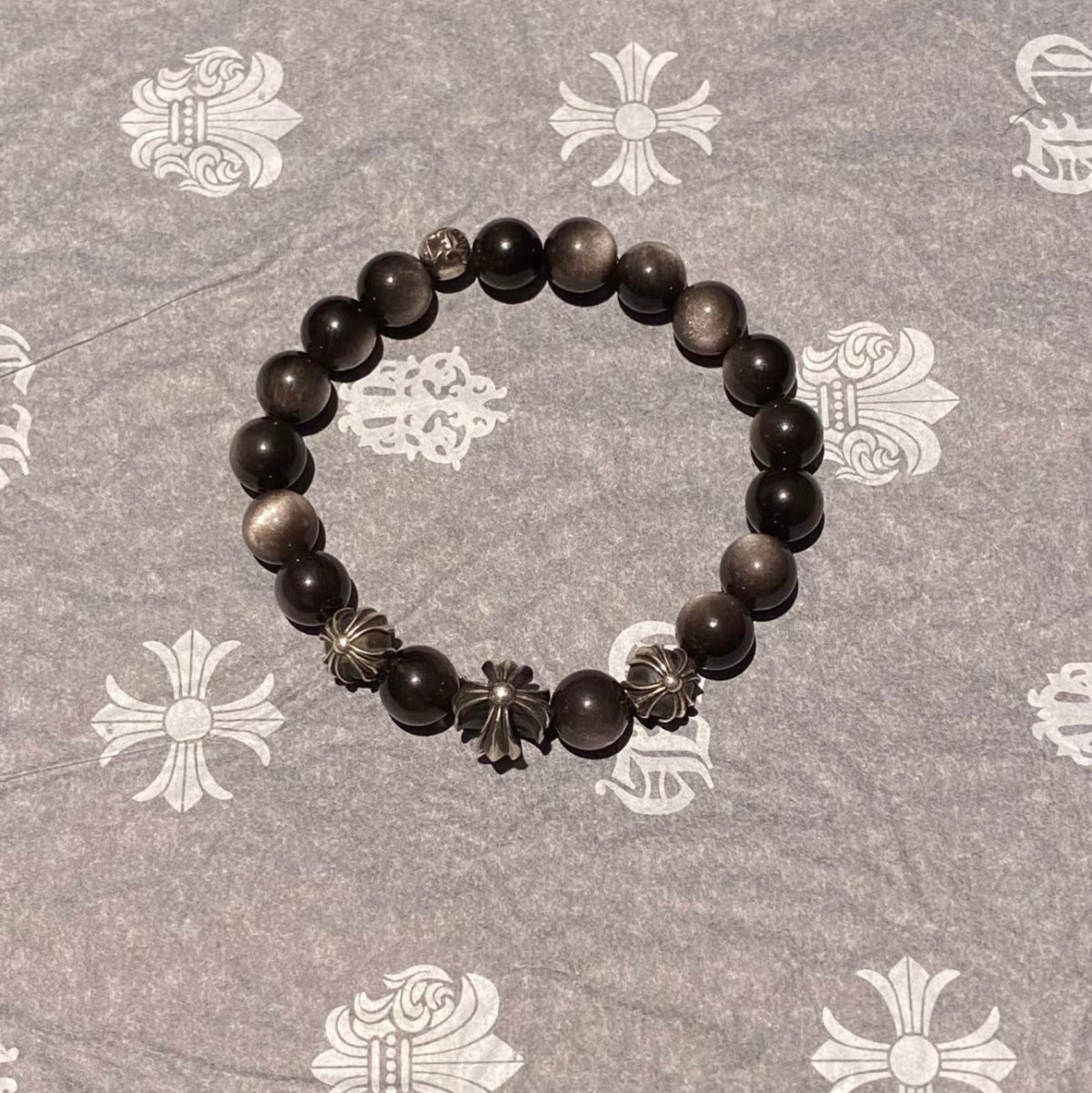 Obsidian Cross Bracelet | Protection & Faith