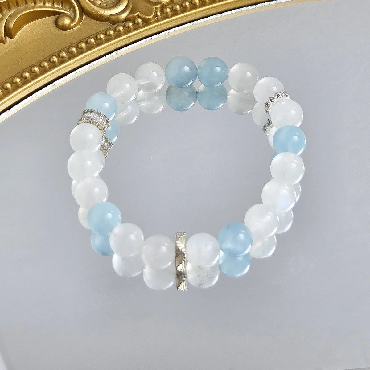 Ocean Glow – Moonstone & Aquamarine Bracelet