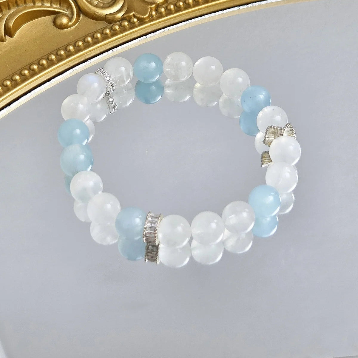 Ocean Glow – Moonstone & Aquamarine Bracelet