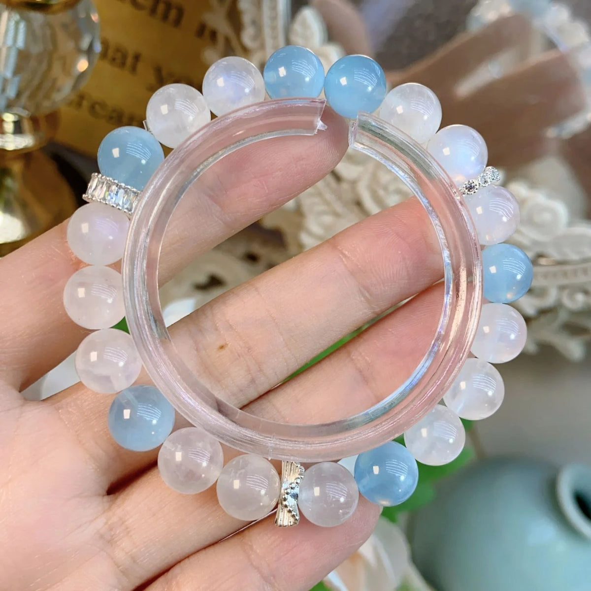 Ocean Glow – Moonstone & Aquamarine Bracelet