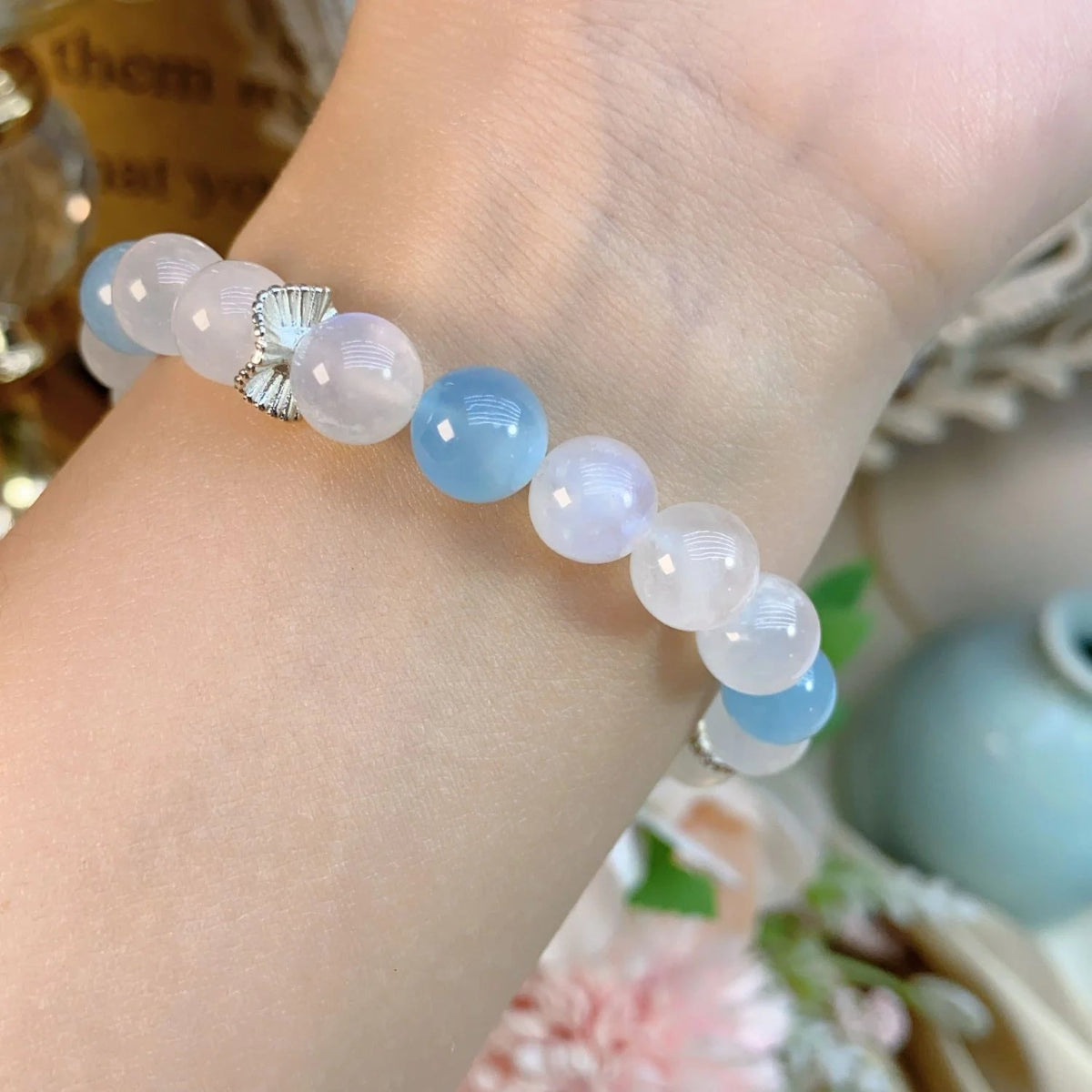 Ocean Glow – Moonstone & Aquamarine Bracelet
