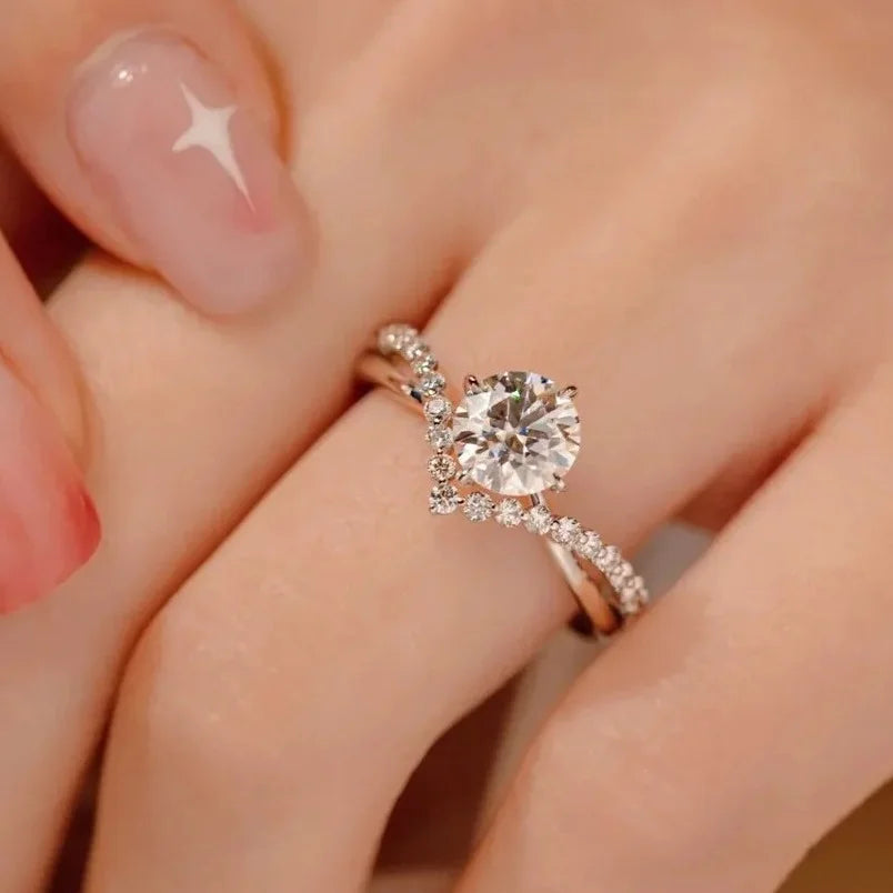 Crowned with Love – Moissanite Tiara Ring in Sterling Silver