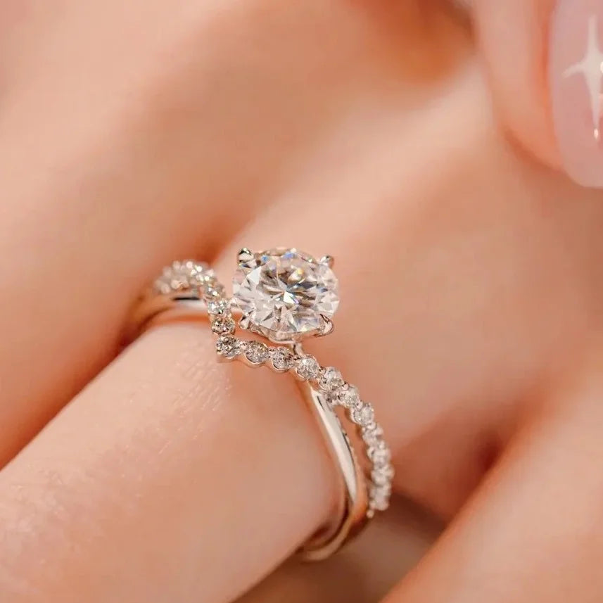 Crowned with Love – Moissanite Tiara Ring in Sterling Silver