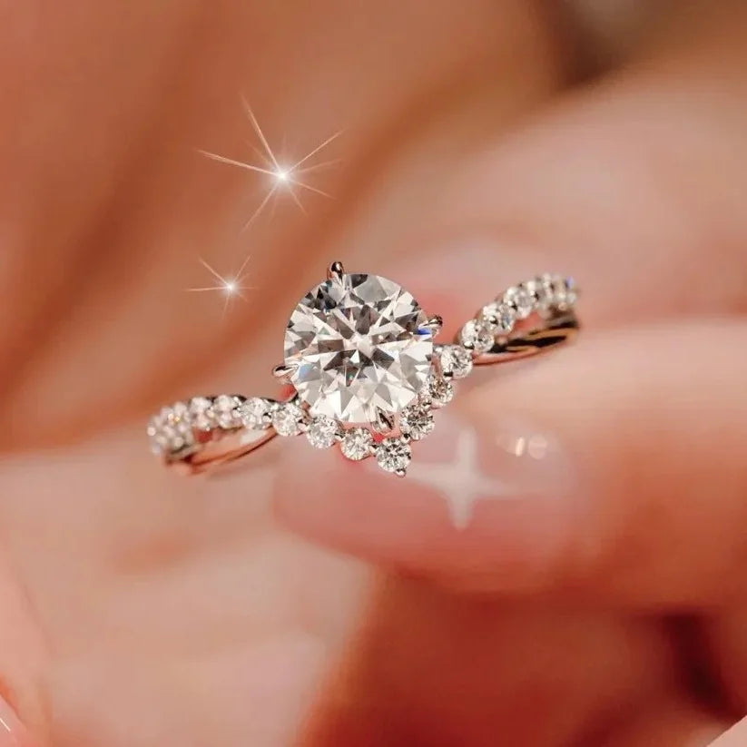 Crowned with Love – Moissanite Tiara Ring in Sterling Silver