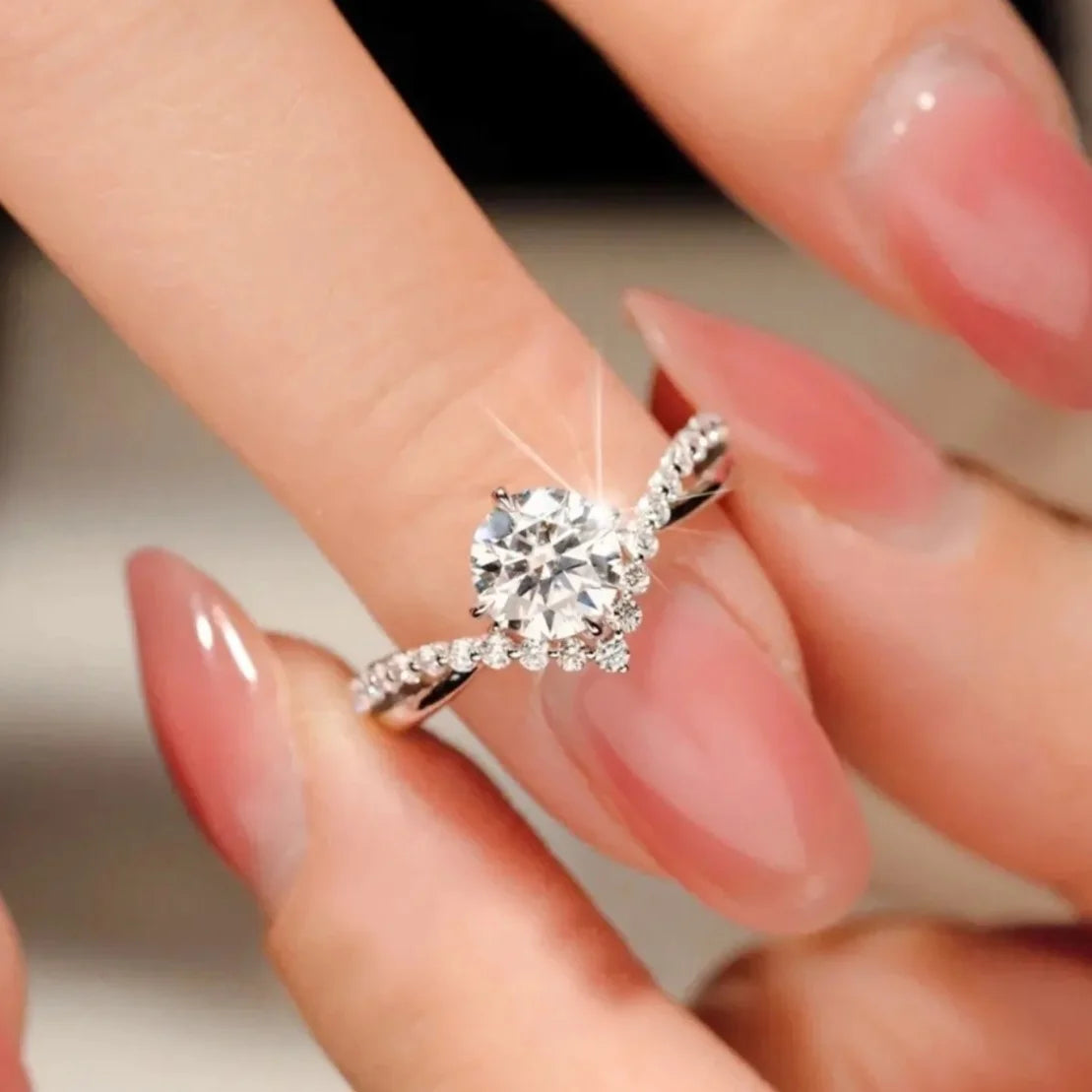 Crowned with Love – Moissanite Tiara Ring in Sterling Silver