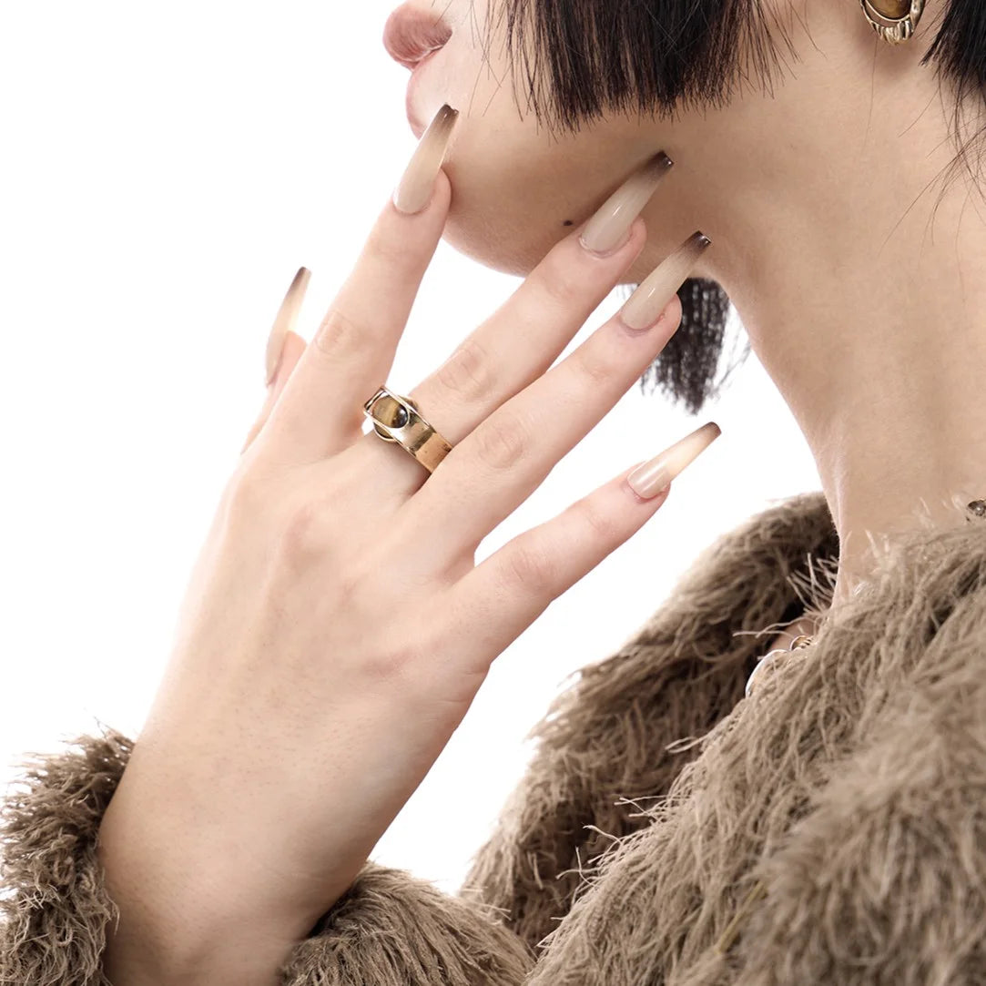 Mystic Horizon – Retro Yadan Tiger’s Eye Statement Ring
