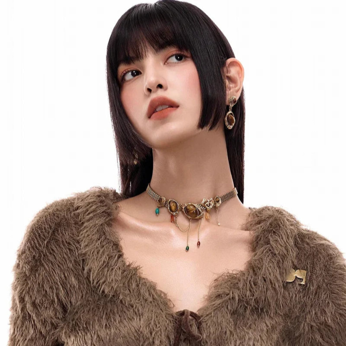 Vintage Dunes – Yadan-Inspired Tiger’s Eye Tassel Necklace